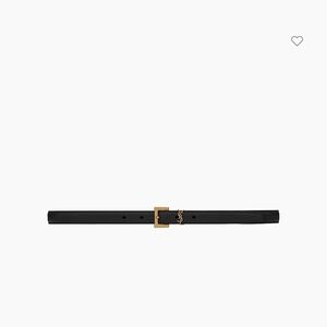 Saint Laurent Slim Black Belt with Gold Buckle